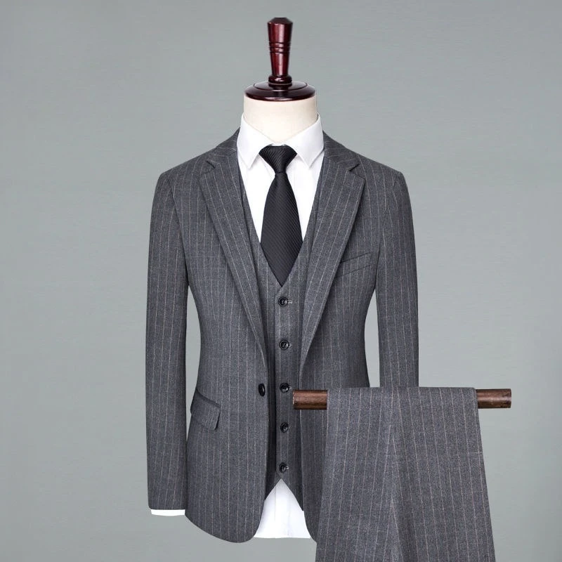 Мужской костюм-тройка, полосатое свадебное платье жениха, облегающий элитный деловой костюм
Мужской костюм-тройка, полосатое свадебное платье жениха, облегающий элитный деловой костюм