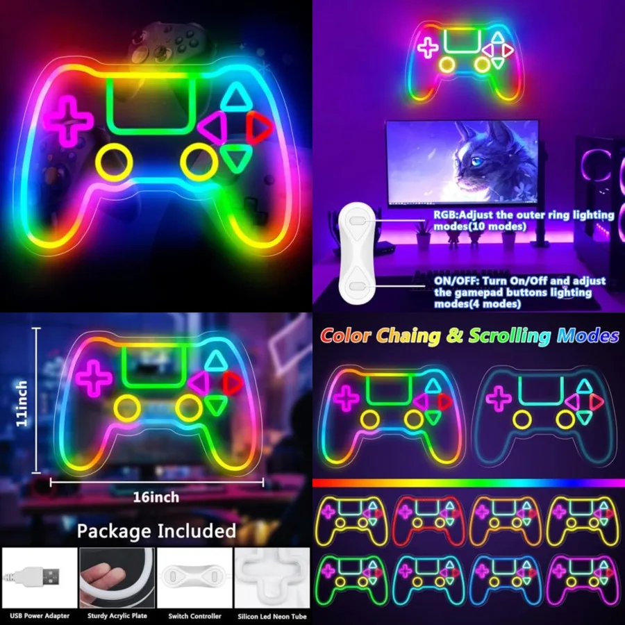 Gamer Neon Sign, LED Game Controller Gamepad Gaming Neon Light Sign for Gamer Room Wall Decor, Scrolling Color Changing Flashin
Gamer Neon Sign, LED Game Controller Gamepad Gaming Neon Light Sign for Gamer Room Wall Decor, Scrolling Color Changing Flashin