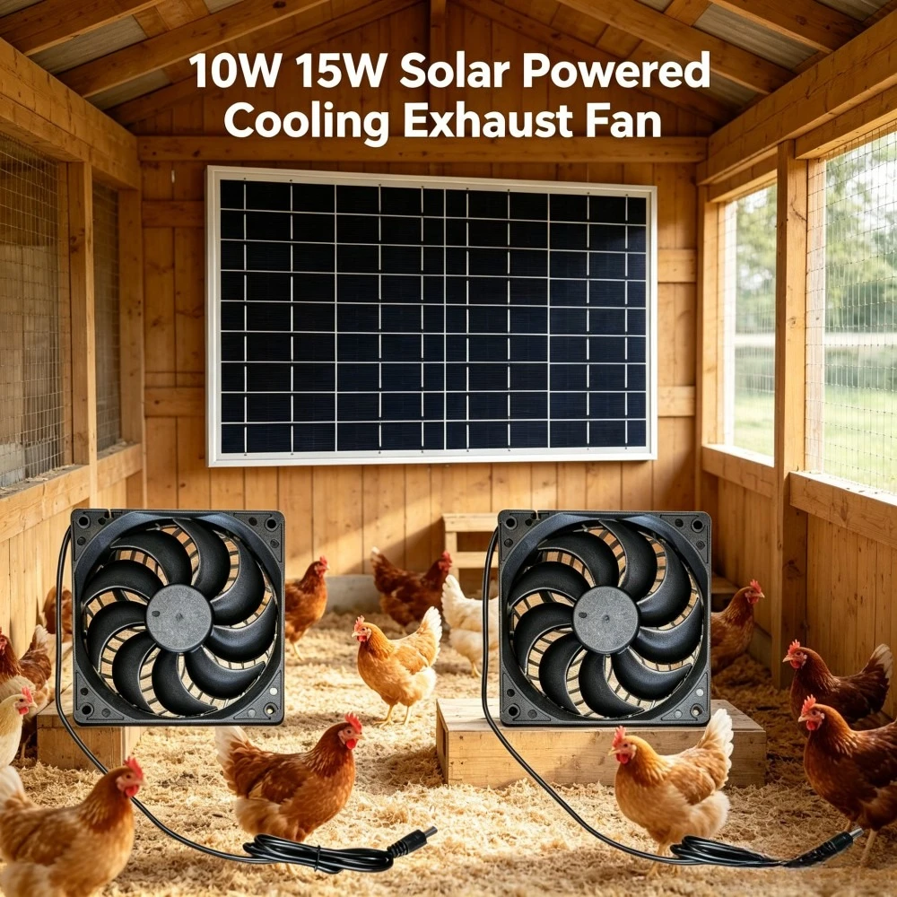 Weatherproof 12V Solar Dual Vent Fan 10W 15W for Greenhouse Chicken Coop Pet House Shed Use
Weatherproof 12V Solar Dual Vent Fan 10W 15W for Greenhouse Chicken Coop Pet House Shed Use