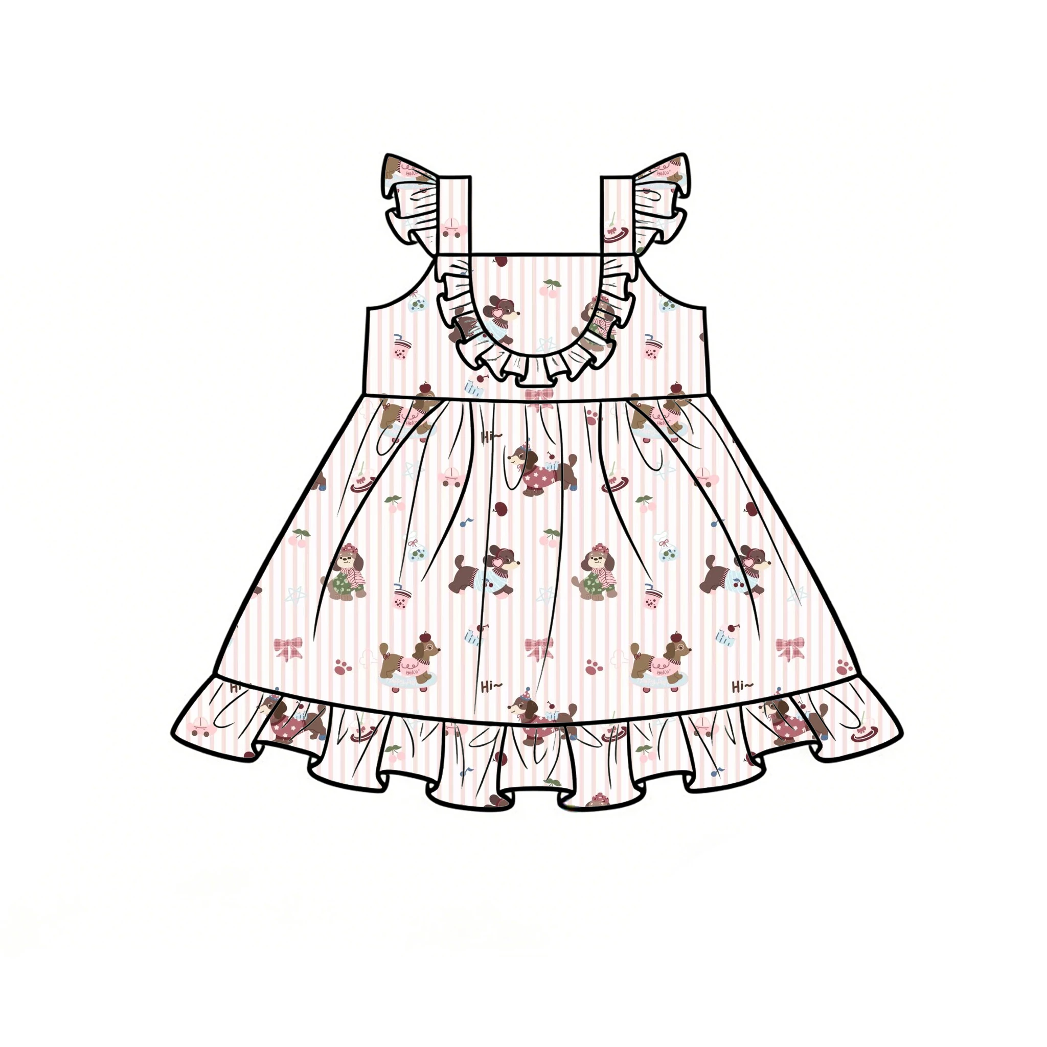 Boutique hot-style sling halter-neck ruffle dress animals and bow print custom wholesale available
Boutique hot-style sling halter-neck ruffle dress animals and bow print custom wholesale available