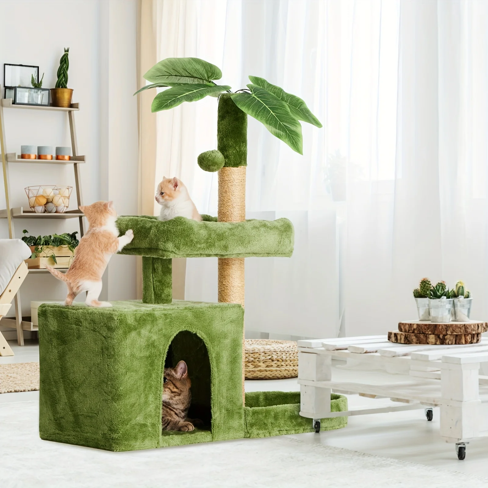 TSCOMON Cat Tree For Indoor Cat With Green Leaves, Cat Condo With Cozy Fluff, Hang Ball, Sisal Scratching Post, Cat Bed, For Kitchen, Bed Room, Living Room
TSCOMON Cat Tree For Indoor Cat With Green Leaves, Cat Condo With Cozy Fluff, Hang Ball, Sisal Scratching Post, Cat Bed, For Kitchen, Bed Room, Living Room