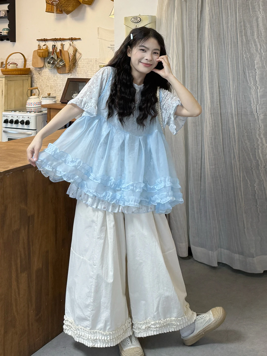 plus Size Summer Sweet Style Lace Top Cover up Wide Leg Pants Three Piece Set Fashionable Casual Loose Fit High Waist Polyest...
plus Size Summer Sweet Style Lace Top Cover up Wide Leg Pants Three Piece Set Fashionable Casual Loose Fit High Waist Polyest...