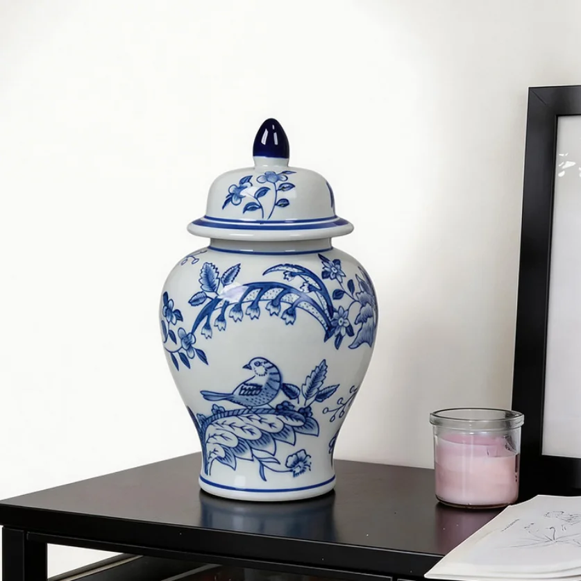 Blue and White Ceramic General Jar with Lid Decorative Ornaments Dried Flowers Flower Arrangement Accessories Home Decoration
Blue and White Ceramic General Jar with Lid Decorative Ornaments Dried Flowers Flower Arrangement Accessories Home Decoration