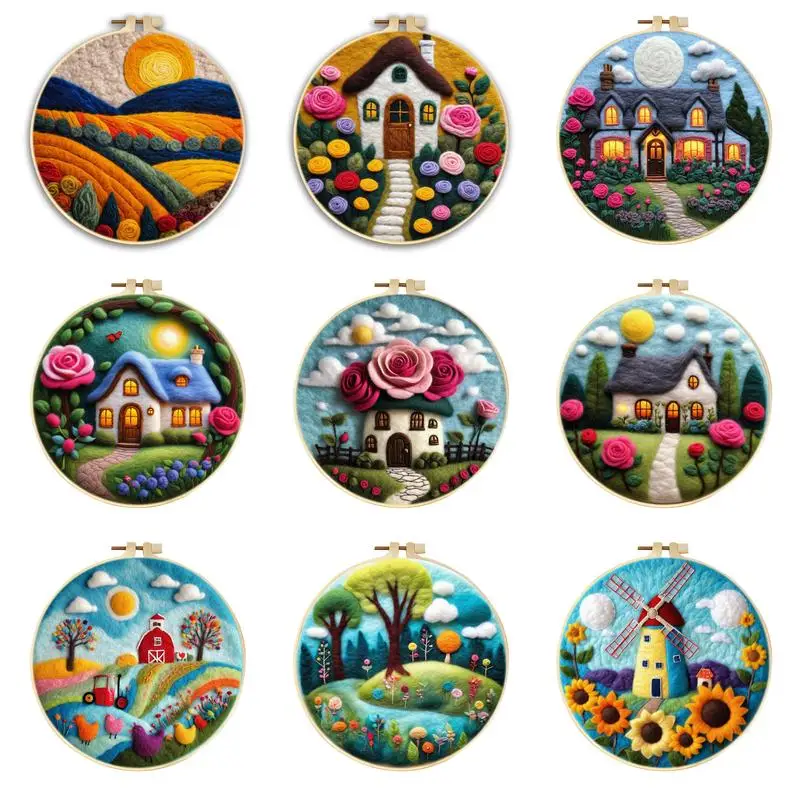 CHENISTORY Flowers House Pattern Diy Wool Felting Painting With Embroidery Frame Creative Wool Painting Diy Needle Felt For Home
CHENISTORY Flowers House Pattern Diy Wool Felting Painting With Embroidery Frame Creative Wool Painting Diy Needle Felt For Home