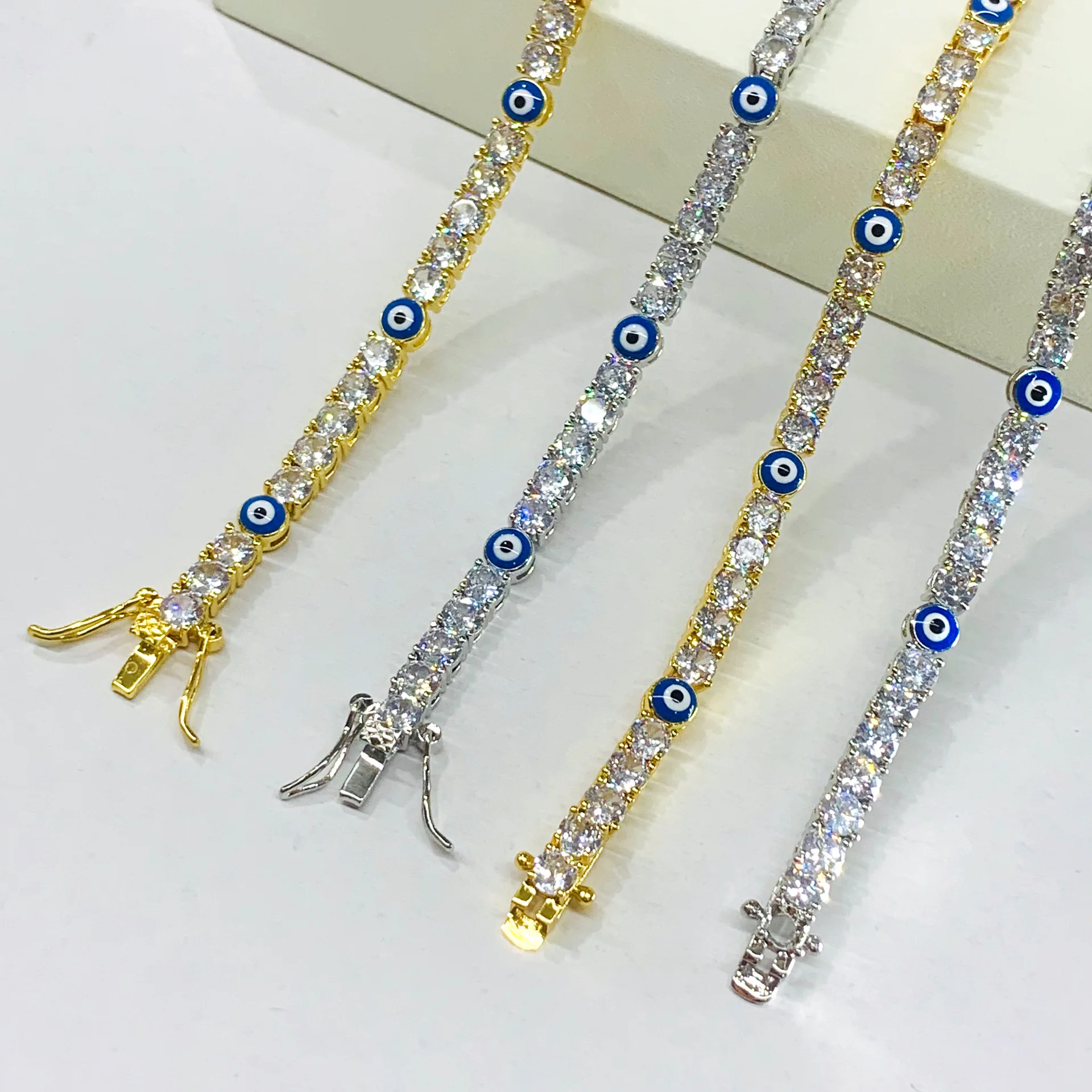 Wholesale Women Jewelries New Arrival Turkish Blue Eye Bracelet Anklet AAA CZ Iced Out Tennis Bracelets
Wholesale Women Jewelries New Arrival Turkish Blue Eye Bracelet Anklet AAA CZ Iced Out Tennis Bracelets