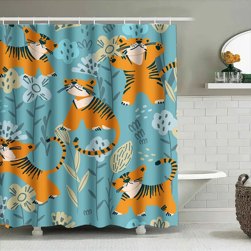 Tiger Print Shower Curtain SetOrange Black Blue White Pattern Flower Decor Waterproof Bathrooms Home Decoration 150x240cm
Tiger Print Shower Curtain SetOrange Black Blue White Pattern Flower Decor Waterproof Bathrooms Home Decoration 150x240cm