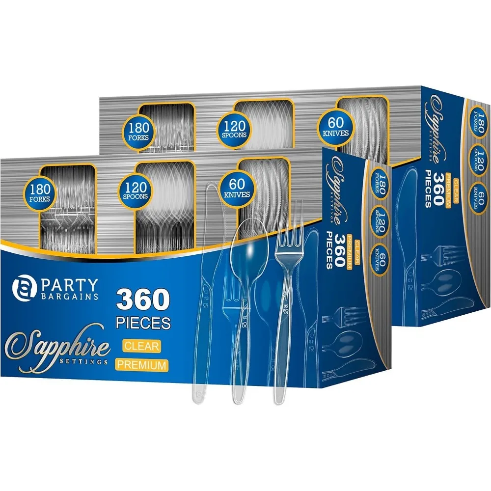 Clear Sapphire Disposable Cutlery Set, 720 Pcs: Knives, Spoons, Forks for Parties and Events
Clear Sapphire Disposable Cutlery Set, 720 Pcs: Knives, Spoons, Forks for Parties and Events