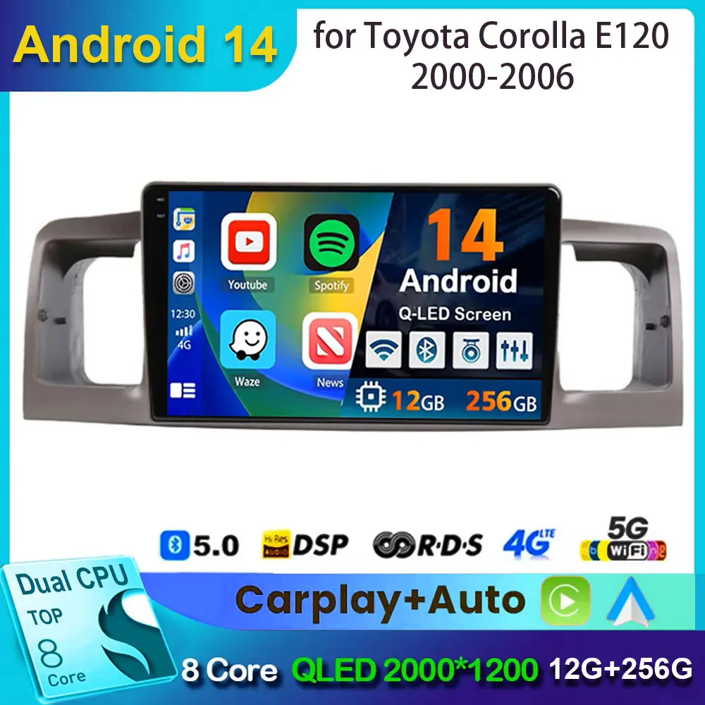 Android 14 Car Radio Multimedia Player For Toyota Corolla E120 2001 2002 2003 2004 Auto Wireless Carplay Car Stereo DSP wifi+4G
Android 14 Car Radio Multimedia Player For Toyota Corolla E120 2001 2002 2003 2004 Auto Wireless Carplay Car Stereo DSP wifi+4G
