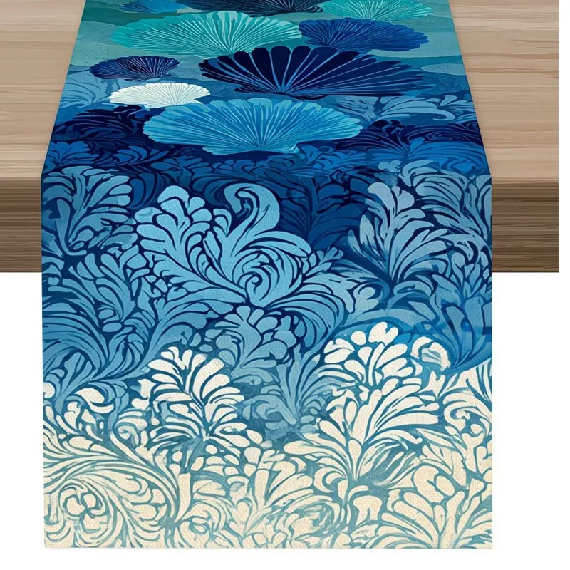 Coastal Blue Shell Linen Table Runner Home Decor Items Table And Kitchen Linens For Party Kitchen Summer Holiday
Coastal Blue Shell Linen Table Runner Home Decor Items Table And Kitchen Linens For Party Kitchen Summer Holiday