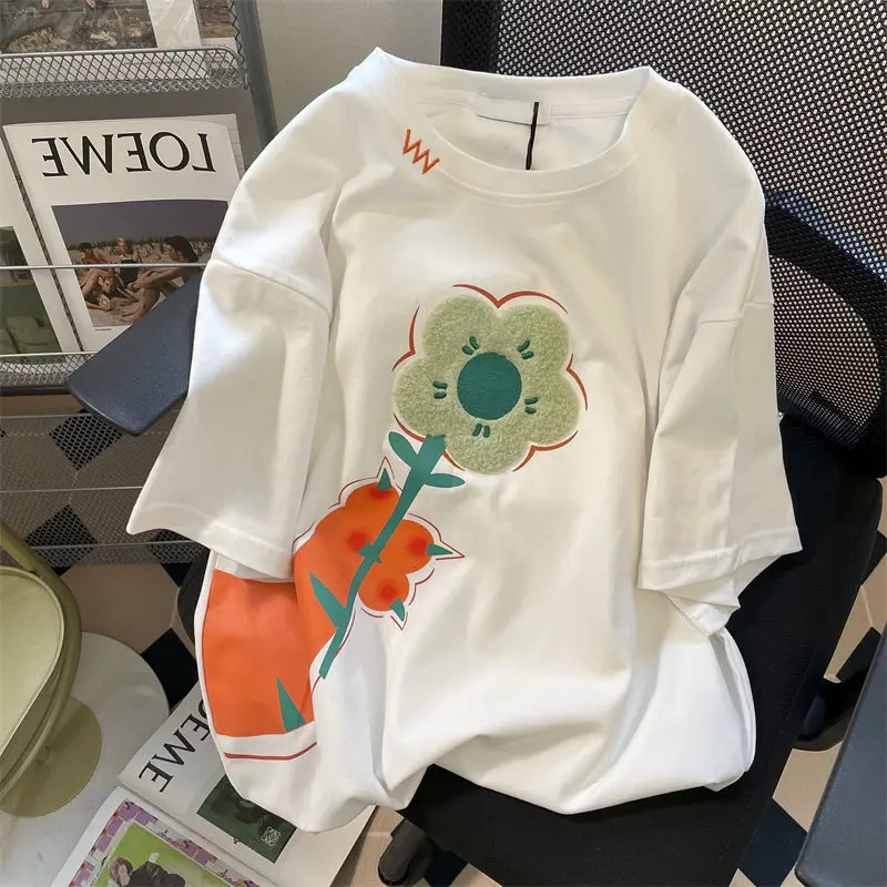 Vintage Contrast Printing Loose Tops Summer New Short Sleeve O-neck Youth Korean T Shirts Fashion Street Casual Women Clothing
Vintage Contrast Printing Loose Tops Summer New Short Sleeve O-neck Youth Korean T Shirts Fashion Street Casual Women Clothing