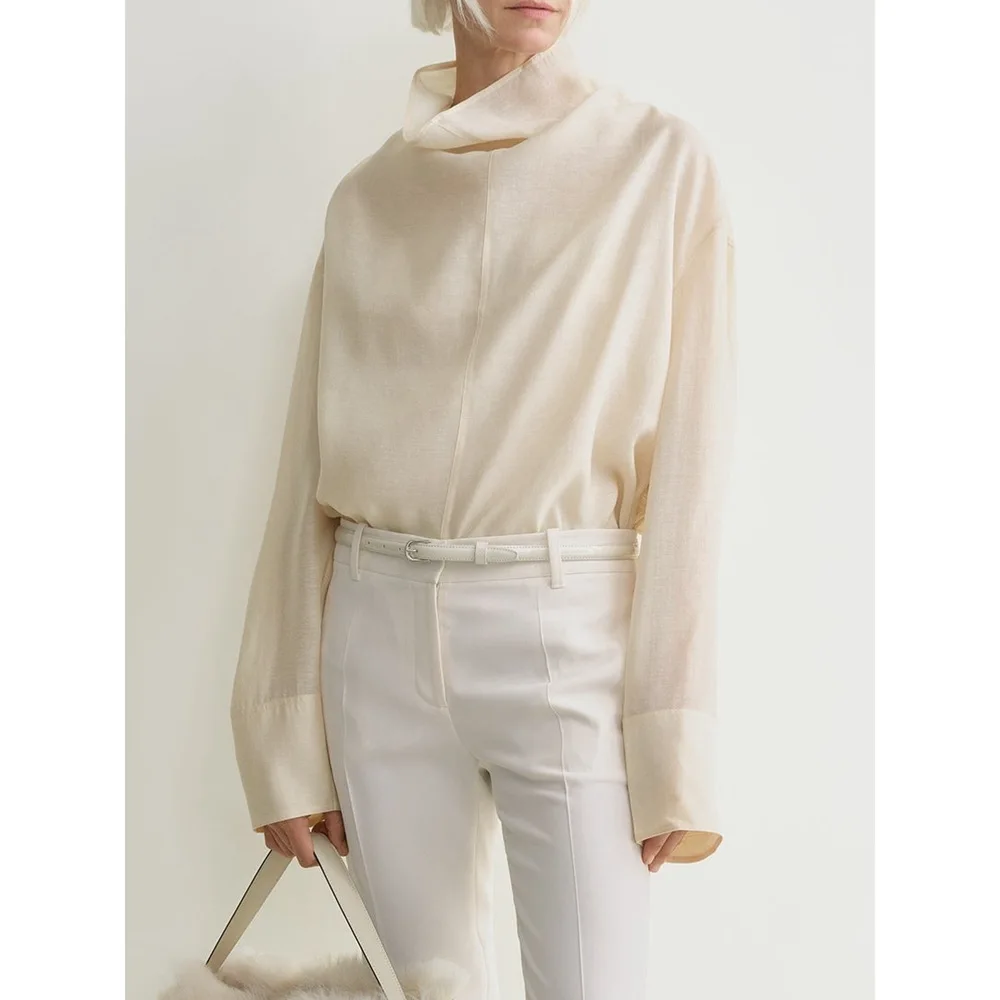Early Spring New Women's Funnel Collar Shirt Loose Organza Long Sleeve T-shirt See-through Tops
Early Spring New Women's Funnel Collar Shirt Loose Organza Long Sleeve T-shirt See-through Tops