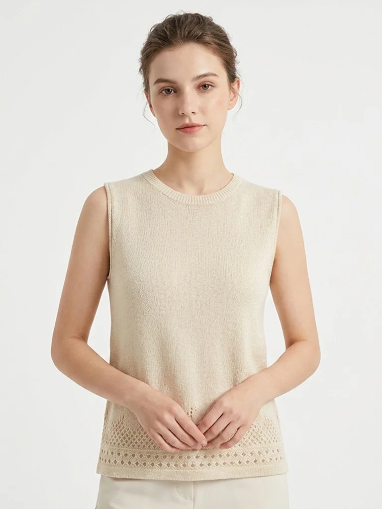 Women Knitted Tops Summer Washi Paper Sleeveless Top Tanks Eyelet Jacquard Knitwear
Women Knitted Tops Summer Washi Paper Sleeveless Top Tanks Eyelet Jacquard Knitwear
