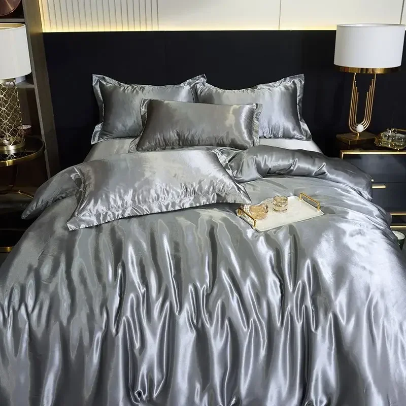 Nordic Satin Silk Bedding Set with Duvet Cover Bed Sheet Pillowcases Luxury Solid Single Double Couple Pillow Case Bedsheet
Nordic Satin Silk Bedding Set with Duvet Cover Bed Sheet Pillowcases Luxury Solid Single Double Couple Pillow Case Bedsheet