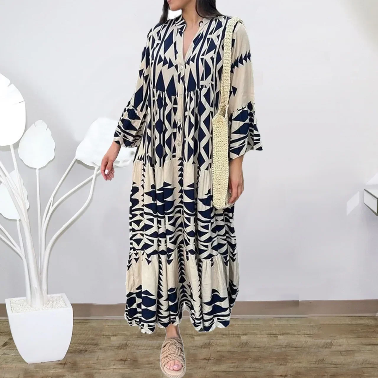 Elegant Summer Maxi Dress Women 2025 Casual Streetwear Vintage Geometric V Neck Boho Beach Long Loose Dresses Female Vestidos
Elegant Summer Maxi Dress Women 2025 Casual Streetwear Vintage Geometric V Neck Boho Beach Long Loose Dresses Female Vestidos