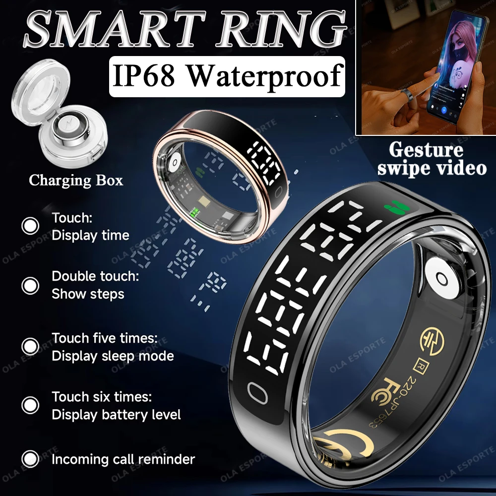 2026 Smart Ring Display Screen and Touch, Wireless Charging,Smart Control,Health Manager,5ATM Waterproof For Men Women New Rings