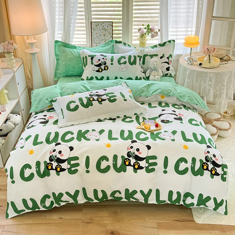 Пододеяльник Lucky Panda, комплект постельного белья из 4 предметов, милый пододеяльник с мультяшными животными, полиэстеровый пододеяльник, 1 плоская простыня, 2 наволочки
Пододеяльник Lucky Panda, комплект постельного белья из 4 предметов, милый пододеяльник с мультяшными животными, полиэстеровый пододеяльник, 1 плоская простыня, 2 наволочки
