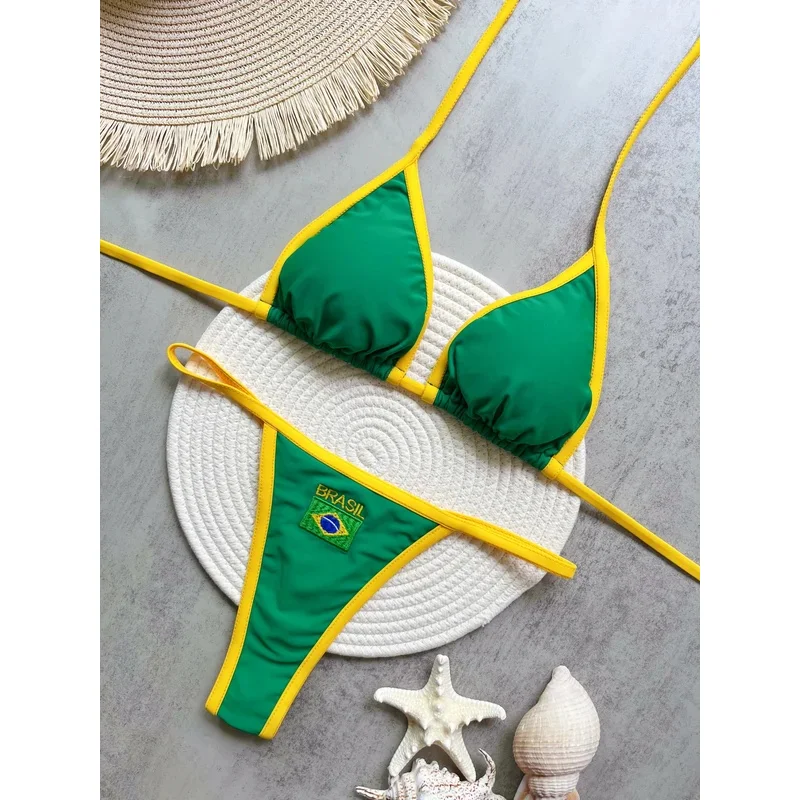 2026 Fashion Embroidery Brasil Flag Contrast Split Bikini Set Women Swimwear Patchwork Swimsuit Hottie Outfit SummerBeachwear
2026 Fashion Embroidery Brasil Flag Contrast Split Bikini Set Women Swimwear Patchwork Swimsuit Hottie Outfit SummerBeachwear