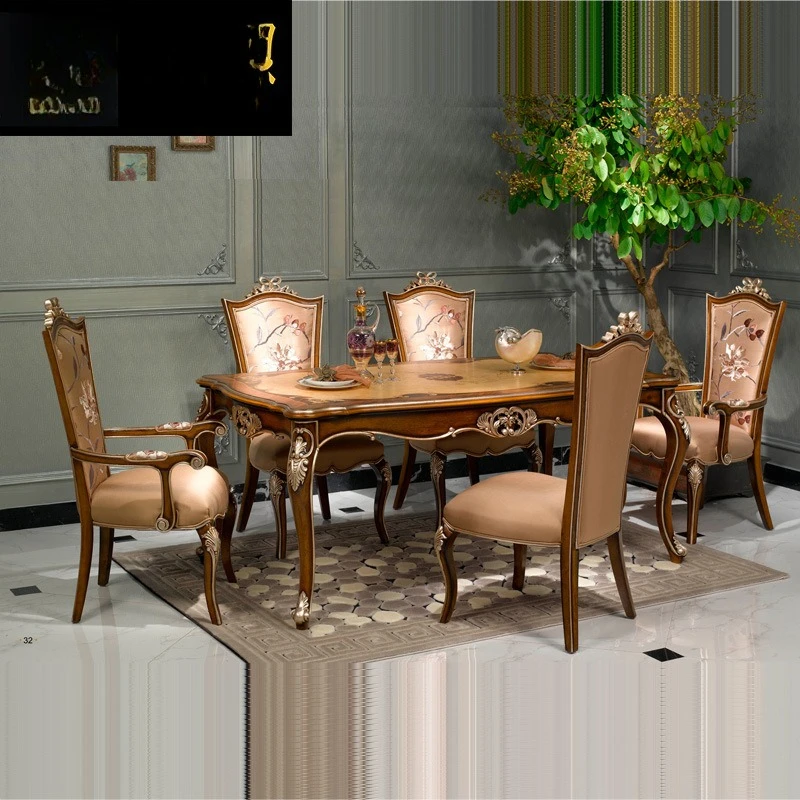 European-style dining table and chair combination neoclassical dining chair table dining chair combination furniture
European-style dining table and chair combination neoclassical dining chair table dining chair combination furniture