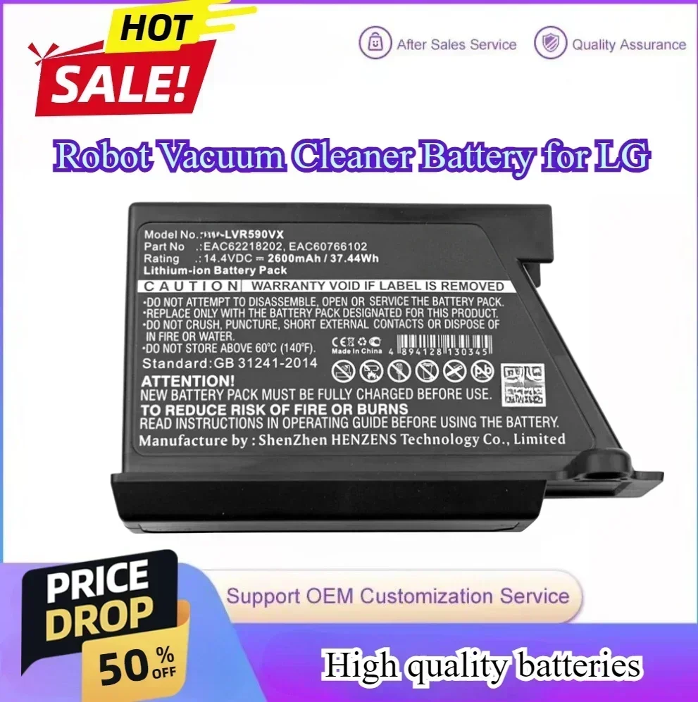 2600mAh Robot Vacuum Cleaner Battery for LG VR6270LVB VR6270LVMB VR63455LV VR64604LV VR6370LVM VR64701LVMP VR64702LVMB
2600mAh Robot Vacuum Cleaner Battery for LG VR6270LVB VR6270LVMB VR63455LV VR64604LV VR6370LVM VR64701LVMP VR64702LVMB