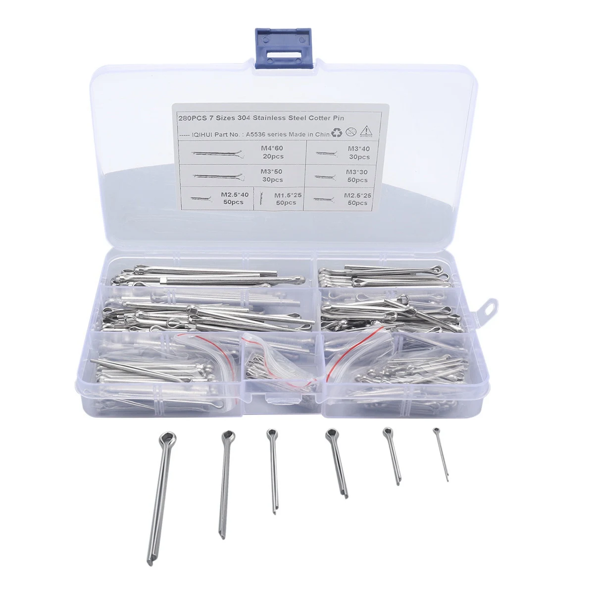 280Pcs 7 Kinds/Sizes 304 Stainless Steel Cotter Pin Assortment M1.5-M4 Cotter Pins Kit for Automotive,
280Pcs 7 Kinds/Sizes 304 Stainless Steel Cotter Pin Assortment M1.5-M4 Cotter Pins Kit for Automotive,