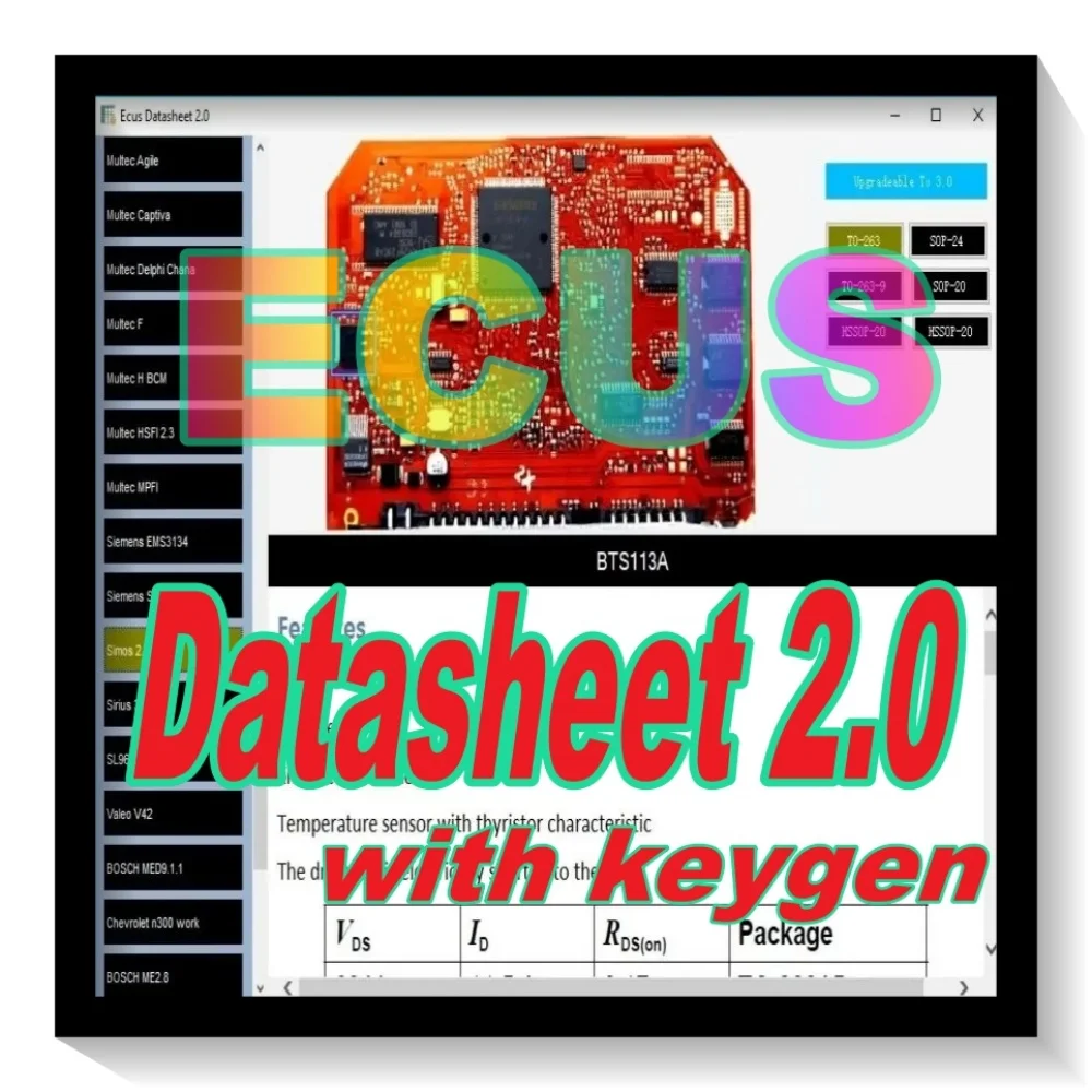 Ecus Datasheet 2.0 ECU Repair Software PCB Schematics with Electronic Components of Car ECUs and Additional Information
Ecus Datasheet 2.0 ECU Repair Software PCB Schematics with Electronic Components of Car ECUs and Additional Information