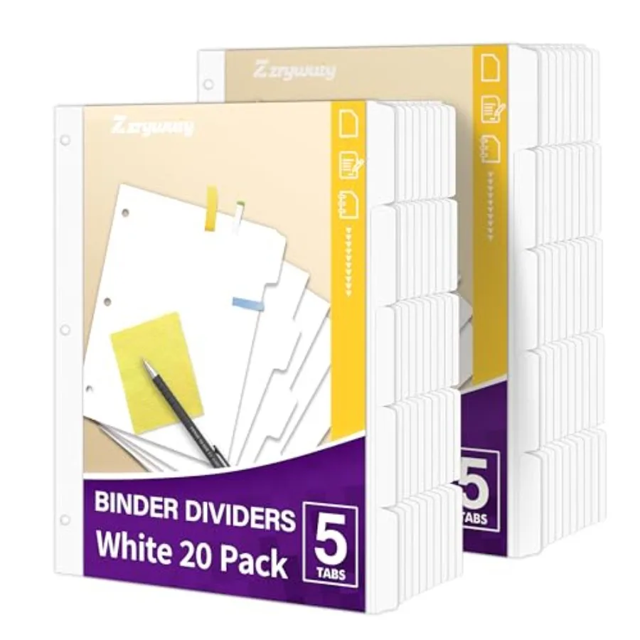 3 Ring Binder Dividers with 5 Tabs, Blank White Paper Index Dividers, Standard Letter Size 8.5 x 11 Inches,Binder Ring Divider
3 Ring Binder Dividers with 5 Tabs, Blank White Paper Index Dividers, Standard Letter Size 8.5 x 11 Inches,Binder Ring Divider