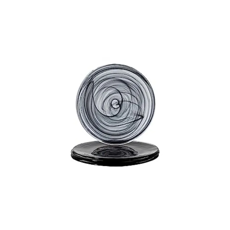 Lunch Plates Set of Black Alabaster Plates " with Marbelized Swirl Design Elegant Glass Entrée Dishwasher Safe
Lunch Plates Set of Black Alabaster Plates " with Marbelized Swirl Design Elegant Glass Entrée Dishwasher Safe