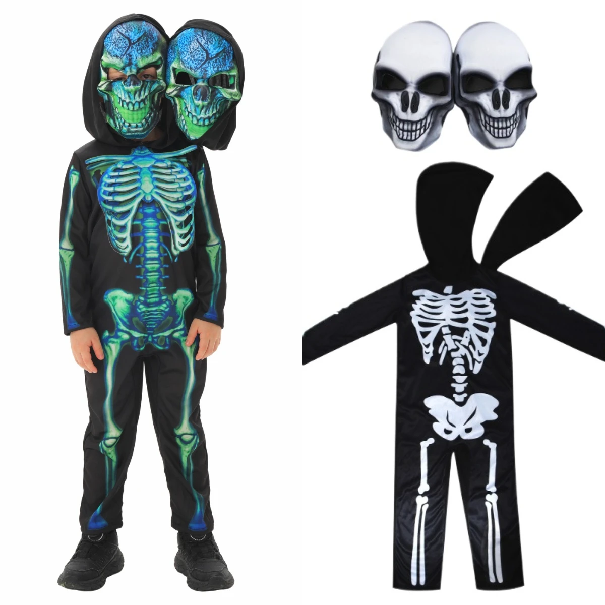 Halloween Double Skull Costume Children Horror Ghost Stage Performance Outfit Boys Girls Carnival Party Role Play Jumpsuit Mask
Halloween Double Skull Costume Children Horror Ghost Stage Performance Outfit Boys Girls Carnival Party Role Play Jumpsuit Mask