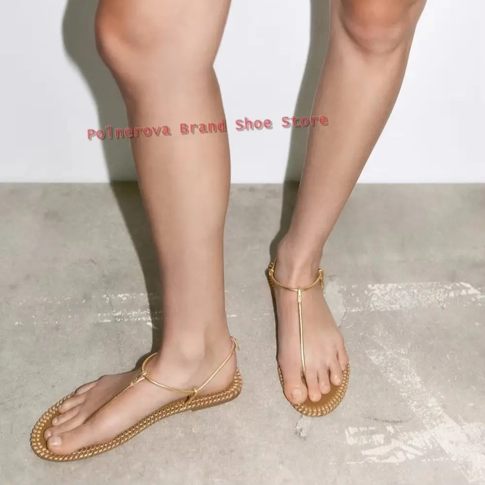 Golden Weave Clip Toe Flat Sandals T-Tied Slingback Narrow Band Shallow Buckle Strap Women Rome Shoes 2025 Summer Vacation Trend
Golden Weave Clip Toe Flat Sandals T-Tied Slingback Narrow Band Shallow Buckle Strap Women Rome Shoes 2025 Summer Vacation Trend