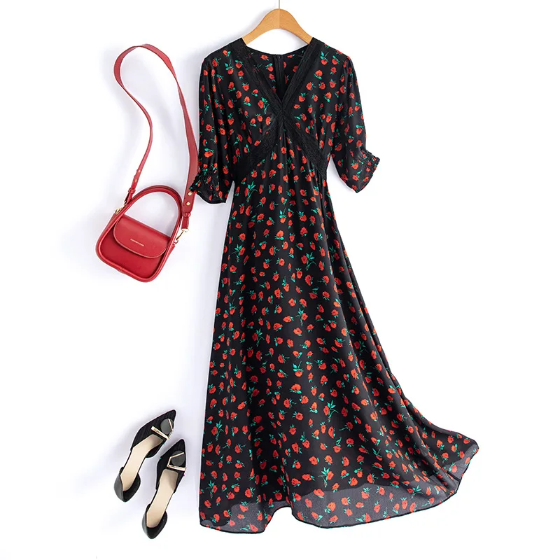 100% Silk Dress for Women, V-Neck, Short Sleeve,Bodycon Dress, French Style Floral Printing Mulberry Silk Midi Dresses
100% Silk Dress for Women, V-Neck, Short Sleeve,Bodycon Dress, French Style Floral Printing Mulberry Silk Midi Dresses