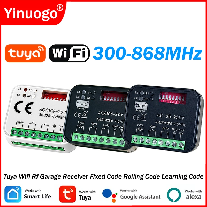 Universal 300-868MHz 433 868 MHz Tuya WIFI Garage Door Remote Control Receiver AC DC 9-30V 85-250V Smart Switch Module Opener
Universal 300-868MHz 433 868 MHz Tuya WIFI Garage Door Remote Control Receiver AC DC 9-30V 85-250V Smart Switch Module Opener