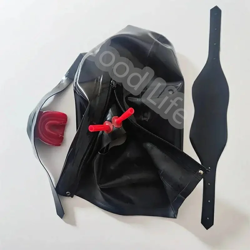 Black Latex Unisex Mask Hood with Mouth And Eyes Cover Nose Short Tube Red Mouth Gag Open Eyes Mouth Back Zipper Rubber Mask
Black Latex Unisex Mask Hood with Mouth And Eyes Cover Nose Short Tube Red Mouth Gag Open Eyes Mouth Back Zipper Rubber Mask