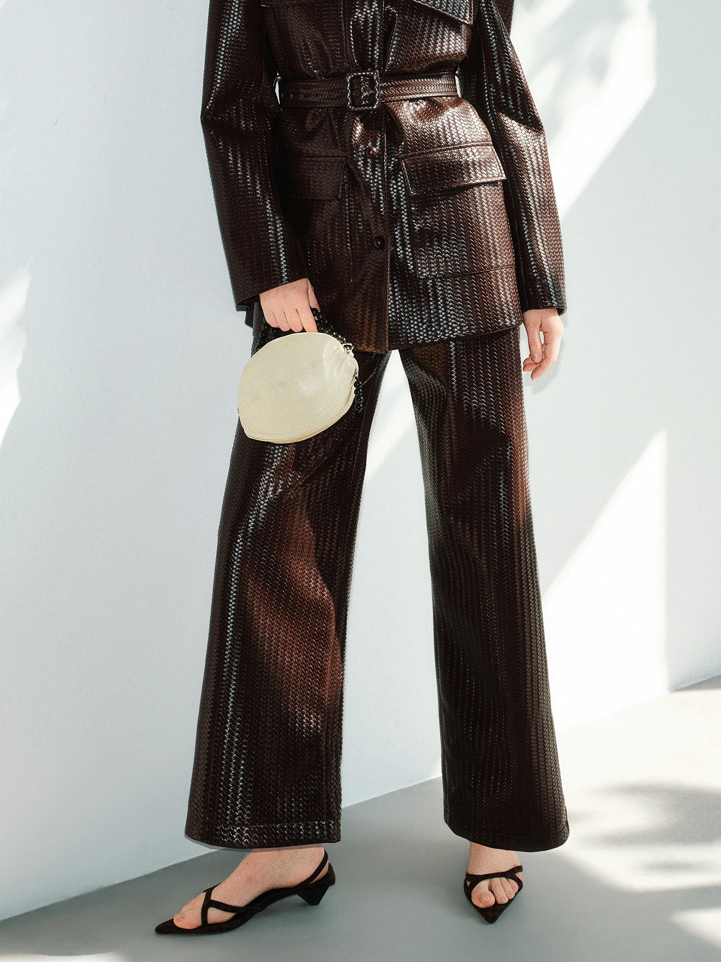AudreyWang High Waist Knitted PU Leather Casual Straight Leg Pants Vintage Sle Women's Faion Ele Chic Trousers
AudreyWang High Waist Knitted PU Leather Casual Straight Leg Pants Vintage Sle Women's Faion Ele Chic Trousers