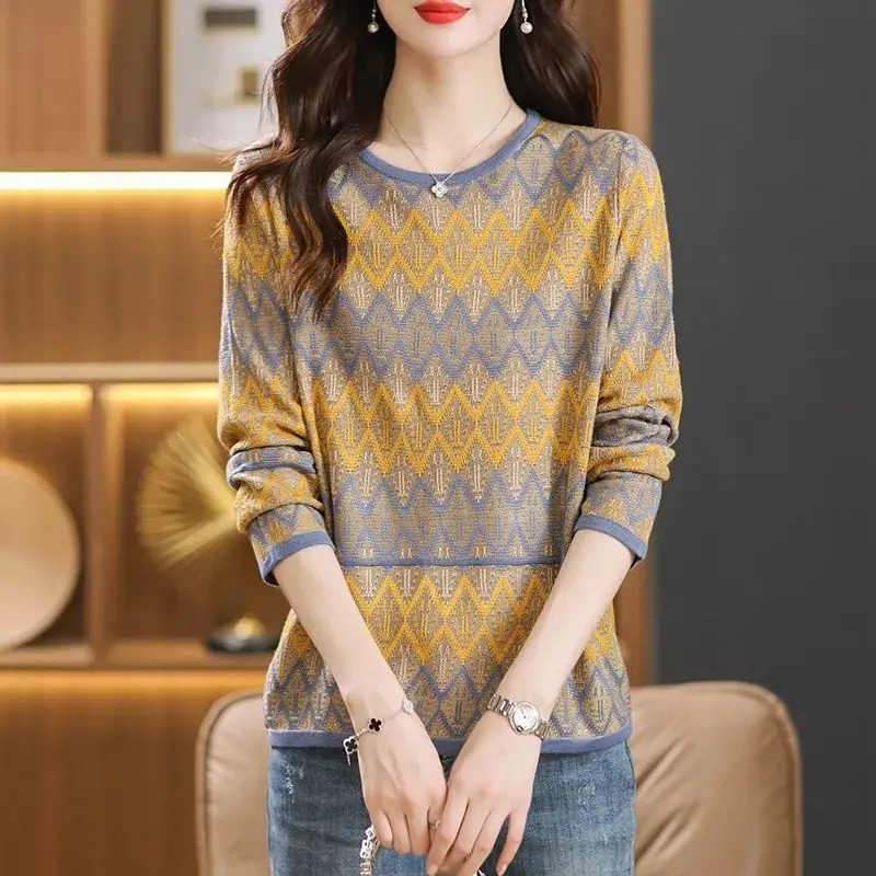 Korean Spring Autumn Women's 2024 New Splicing Pullovers O-Neck Printed Fashion Loose Minimalist Casual Long Sleeve Knitted Top
Korean Spring Autumn Women's 2024 New Splicing Pullovers O-Neck Printed Fashion Loose Minimalist Casual Long Sleeve Knitted Top
