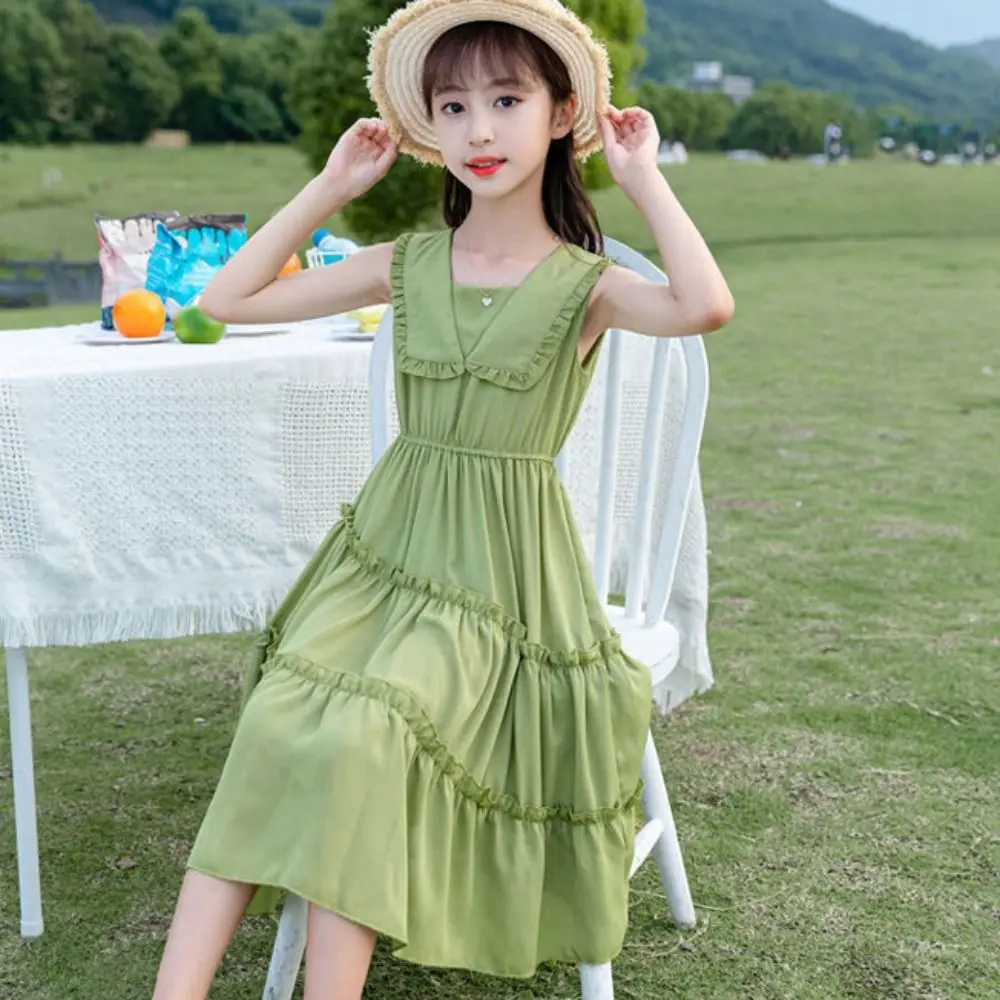Elegant Collar Girls Princess Dress Teens Beach Vacation Summer Cake Dress Sweet Party Children Long Dress Holiday
Elegant Collar Girls Princess Dress Teens Beach Vacation Summer Cake Dress Sweet Party Children Long Dress Holiday