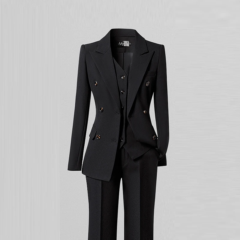 Autumn Winter Thick Black Women's Suit Jacket Professional Set Elegant Powerful High Waist Pants Three Piece Suit Korean Style
Autumn Winter Thick Black Women's Suit Jacket Professional Set Elegant Powerful High Waist Pants Three Piece Suit Korean Style