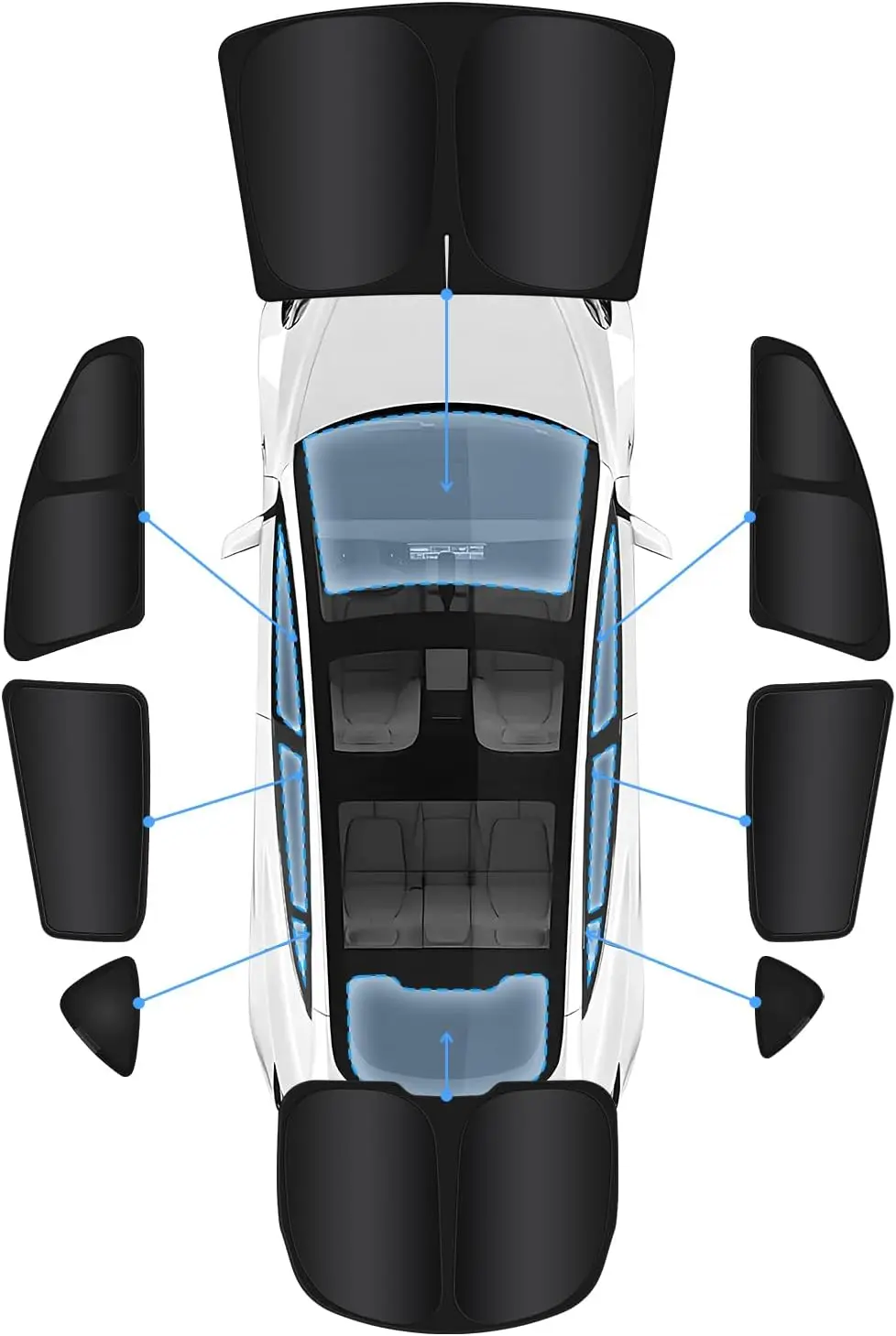 8-Piece Car Window Sunshade Set for Tesla Model 3 2018-2026, Double-Sided Black, UV Block & Heat Reduction, Camping Accessories
8-Piece Car Window Sunshade Set for Tesla Model 3 2018-2026, Double-Sided Black, UV Block & Heat Reduction, Camping Accessories