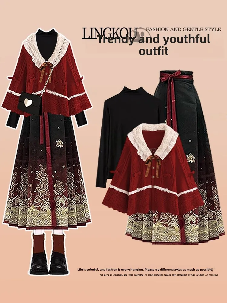 Red Christmas Knitted Sweater Base Shirt And Skirt Three Piece Set Women's plus Size Autumn Winter New Chinese Style National...
Red Christmas Knitted Sweater Base Shirt And Skirt Three Piece Set Women's plus Size Autumn Winter New Chinese Style National...