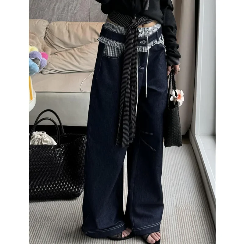American Retro Plaid Patchwork Jeans Women High Waist Vintage Straight Baggy Denim Trousers High Street Y2K Wide Leg Pants
American Retro Plaid Patchwork Jeans Women High Waist Vintage Straight Baggy Denim Trousers High Street Y2K Wide Leg Pants