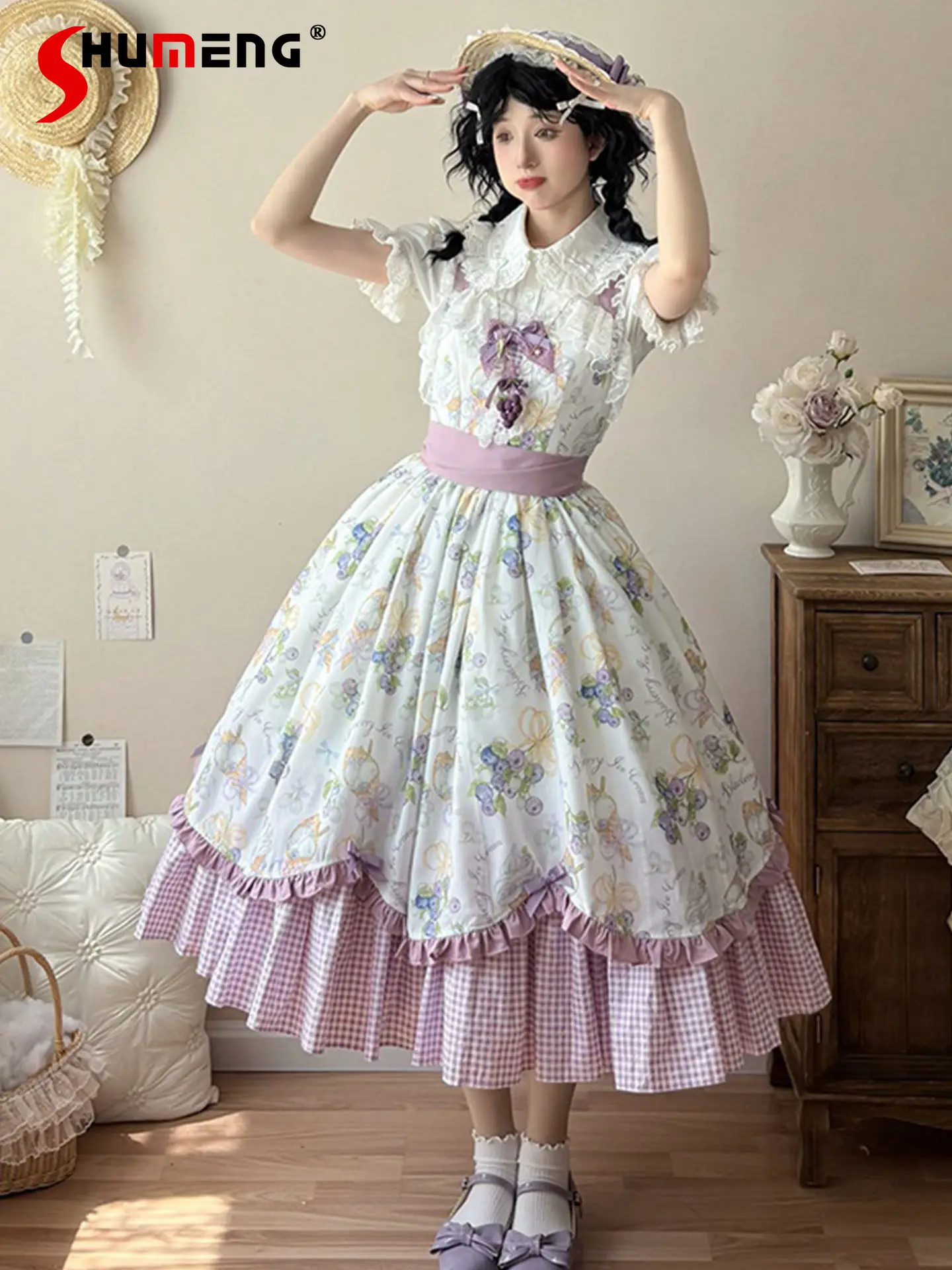 Lolita Large Size Dresses Shirt Set Jsk Spring Summer New Girls Women's High Waist Slimming Elegant Ruffled Printed Long Dress
Lolita Large Size Dresses Shirt Set Jsk Spring Summer New Girls Women's High Waist Slimming Elegant Ruffled Printed Long Dress