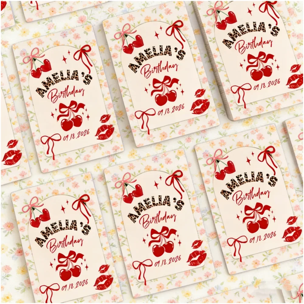 Custom Sweet 16 Cherry Coquette Matchboxes, Leopard Print Personalized Favors for Birthday & Girly Night Parties
Custom Sweet 16 Cherry Coquette Matchboxes, Leopard Print Personalized Favors for Birthday & Girly Night Parties