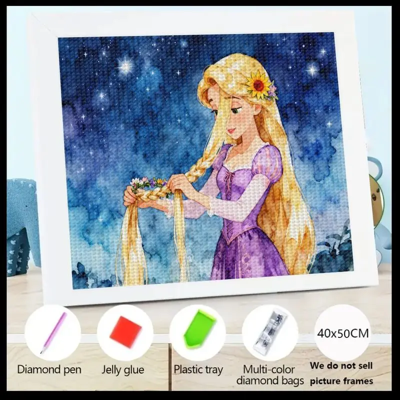 DIY 5D Diamond Painting Kit, Fantasy Princess Rapunzel Braiding Golden Hair Under Starry Night Sky, Full Drill Round Crystal Rhi
DIY 5D Diamond Painting Kit, Fantasy Princess Rapunzel Braiding Golden Hair Under Starry Night Sky, Full Drill Round Crystal Rhi