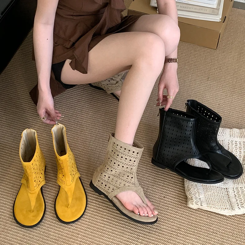 Women's Thong Gladiator Wedge Sandals Hollow Out Ankle Boots Back Zipper Korean Style Summer Shoes Spring 2026
Women's Thong Gladiator Wedge Sandals Hollow Out Ankle Boots Back Zipper Korean Style Summer Shoes Spring 2026