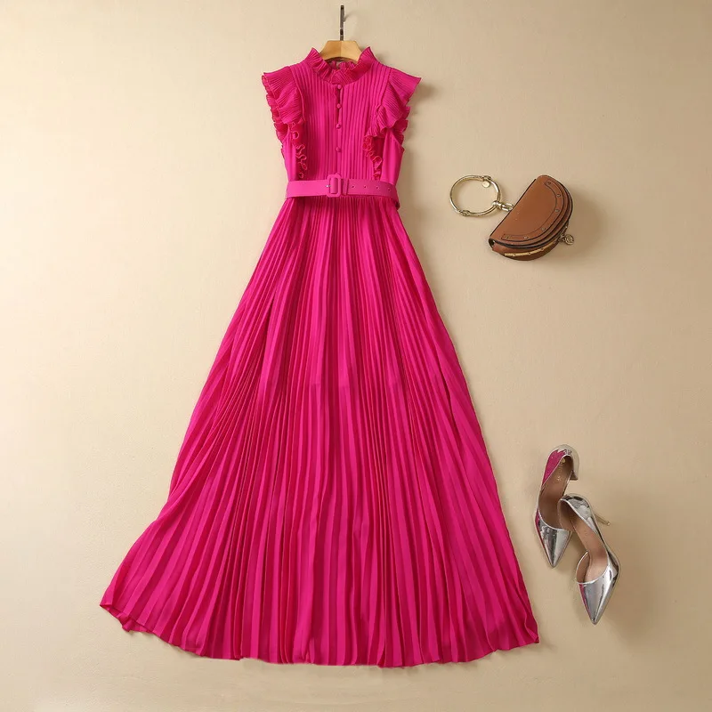 European and American women's clothes 2023 spring new Stand collar Sleeveless ruffled belt fashion Pleated Dress XXL
European and American women's clothes 2023 spring new Stand collar Sleeveless ruffled belt fashion Pleated Dress XXL