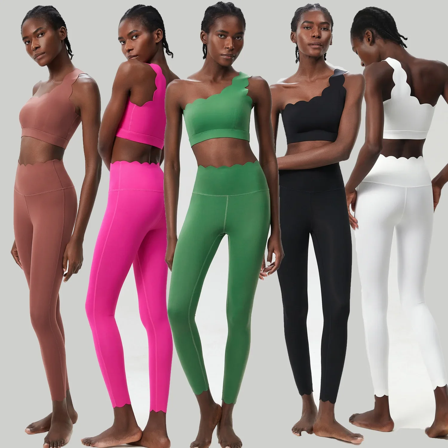 Women's small wave one-shoulder yoga suit Lycra large size running sports fitness suit two-piece sports bra gym set women
Women's small wave one-shoulder yoga suit Lycra large size running sports fitness suit two-piece sports bra gym set women