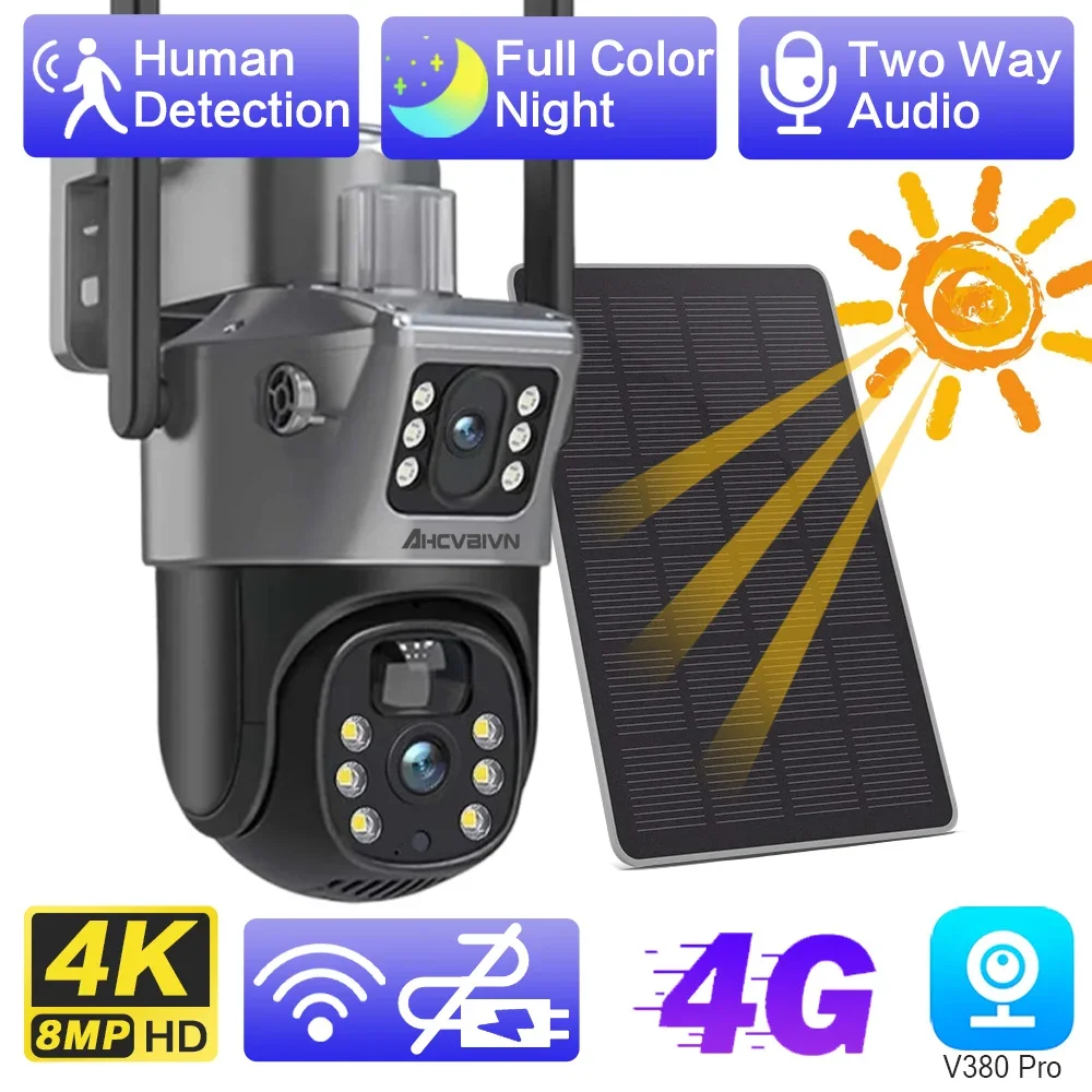 4K 8MP 4G SIM Card Solar Surveillance Camera PIR Motion Detection Outdoor PTZ Security IP Camera Color 50M Night Vision V380 Pro
4K 8MP 4G SIM Card Solar Surveillance Camera PIR Motion Detection Outdoor PTZ Security IP Camera Color 50M Night Vision V380 Pro