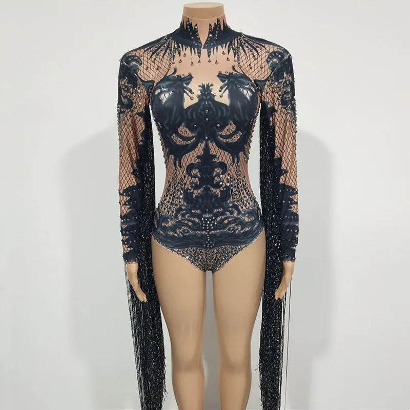 Rhinestones Tassel Sleeve Bodysuit Dance Costume Rave Outfits Nightclub Bar Women Dancer Singer Gogo Stage Wear Fringe Leotard
Rhinestones Tassel Sleeve Bodysuit Dance Costume Rave Outfits Nightclub Bar Women Dancer Singer Gogo Stage Wear Fringe Leotard
