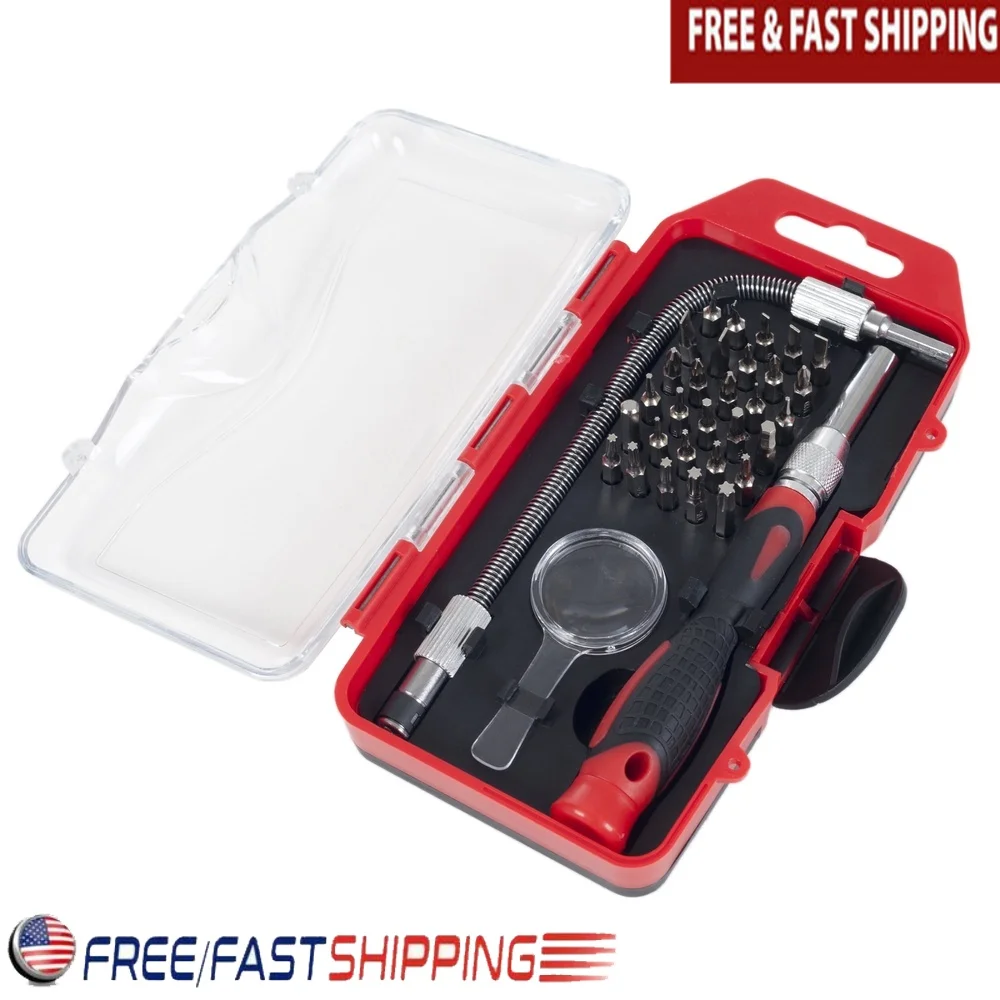 30 Piece Precision Screwdriver Set with Flexible Shaft Magnifying Glass Durable Plastic Case Easy Transport and Organization
30 Piece Precision Screwdriver Set with Flexible Shaft Magnifying Glass Durable Plastic Case Easy Transport and Organization