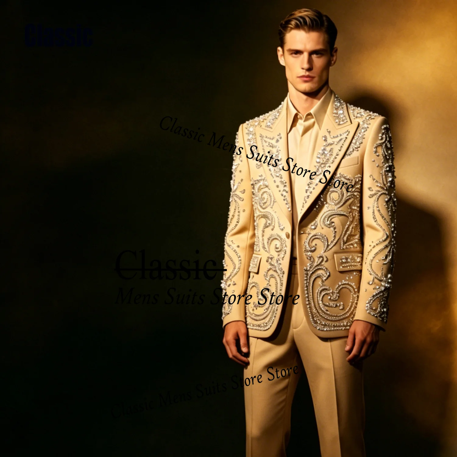 Customized Handsome Embroidery Crystal Men Suit Simple Rhinestone Wedding Tuxedos Slim Ropa hombre 2 Pieces Set Groom Male Blaze
Customized Handsome Embroidery Crystal Men Suit Simple Rhinestone Wedding Tuxedos Slim Ropa hombre 2 Pieces Set Groom Male Blaze
