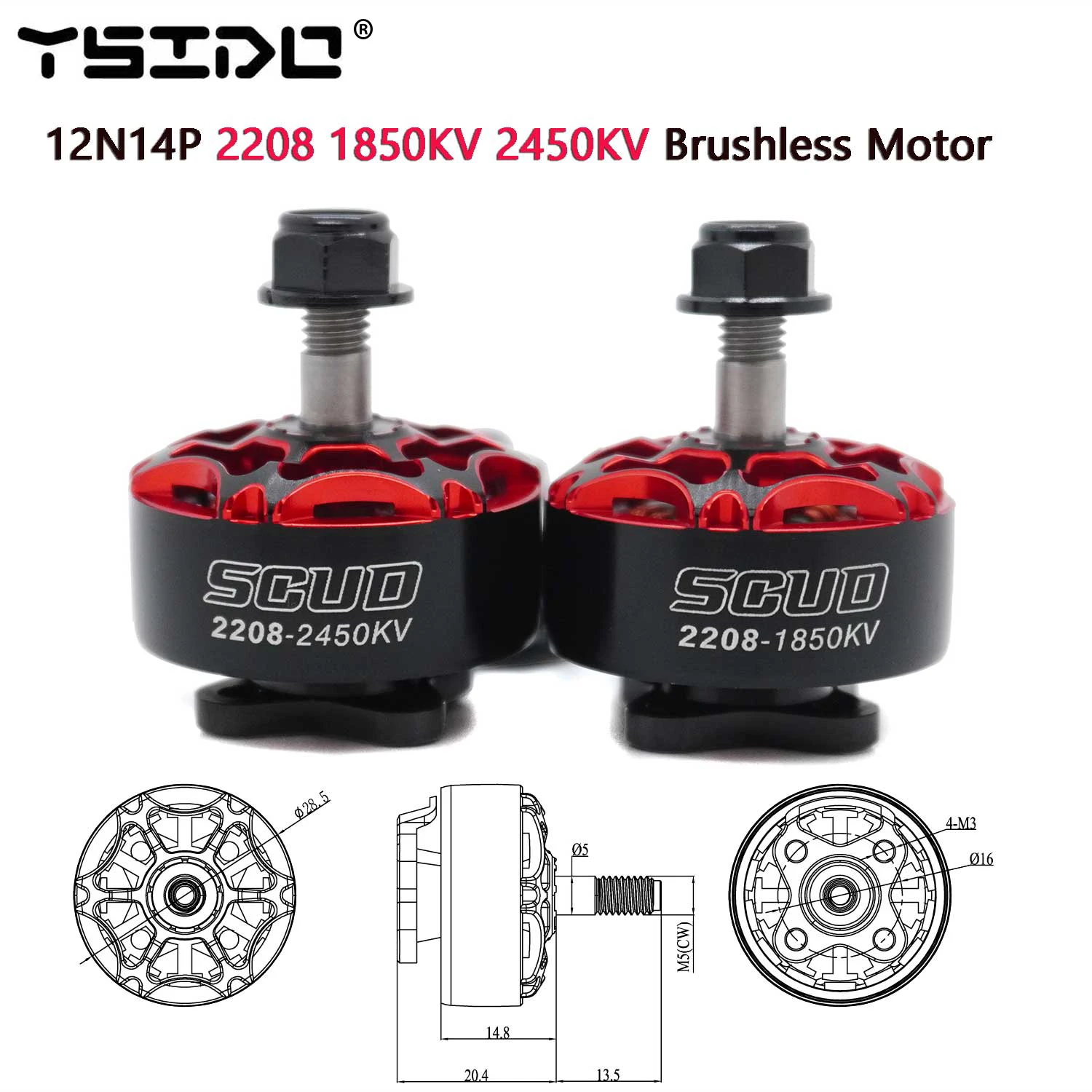 YSIDO SCUD 2208 1850KV 2450KV Brushless Motor 3-6S for 5inch RC FPV Drone Frame Airplane Fixed-wing Glider Aircraft RC Models
YSIDO SCUD 2208 1850KV 2450KV Brushless Motor 3-6S for 5inch RC FPV Drone Frame Airplane Fixed-wing Glider Aircraft RC Models